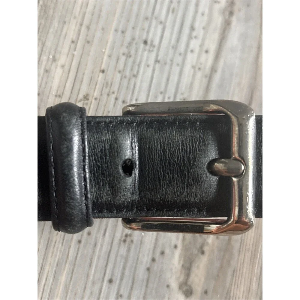 Vintage Coach Black Genuine Leather Preppy Belt  Silver Hardware 36 Inch